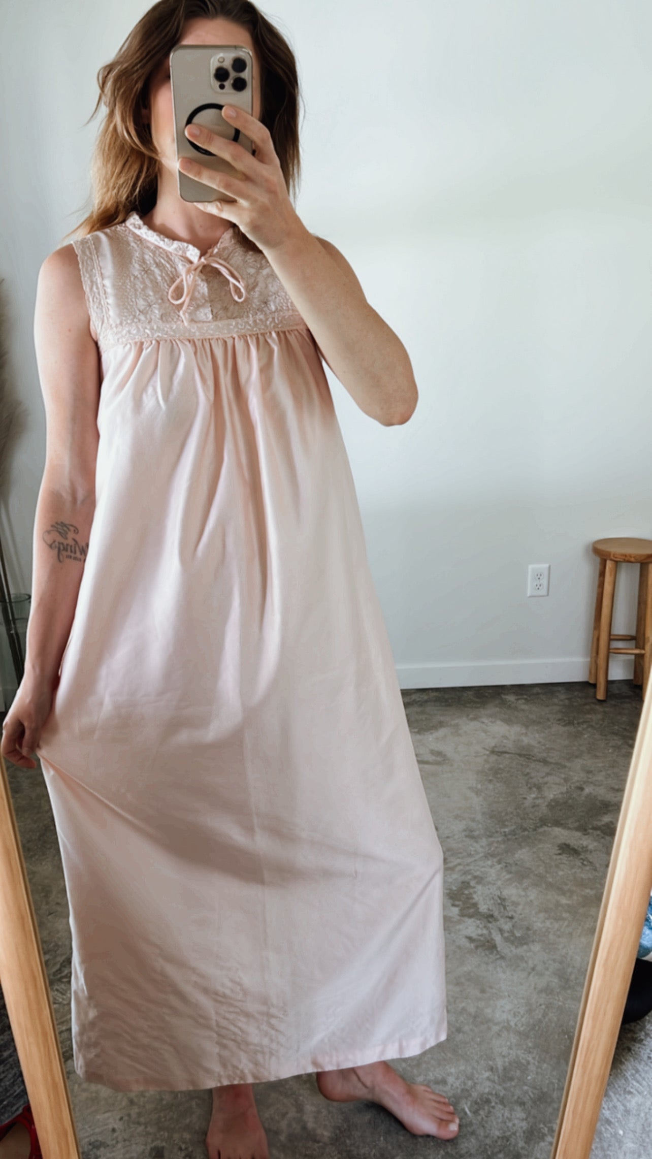 Dusty Pink Embroidered NightGown Dress